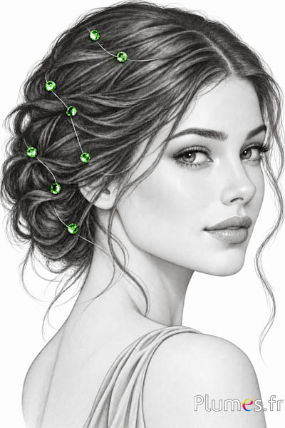 Accessorio magnetico per capelli - 8 strass, 26 cm - verde